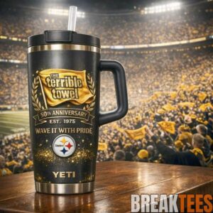 Pittsburgh Steelers Terrible Towel 50th Anniversary YETI Tumbler 1