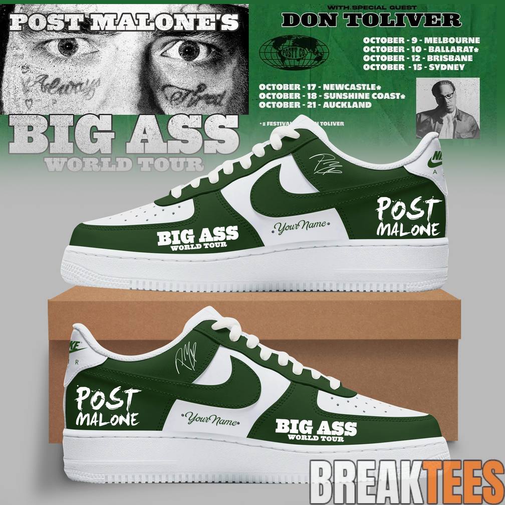 Post Malone Big Ass World Tour Custom Air Force 1 Shoes Post Malone Big Ass World Tour Custom Air Force 1 Shoes