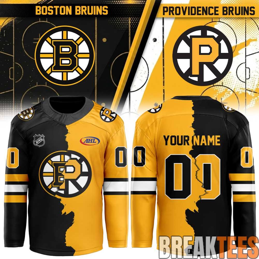 Providence Bruins x Boston Bruins Mashup Logo Custom Hockey Jersey Providence Bruins x Boston Bruins Mashup Logo Custom Hockey Jersey