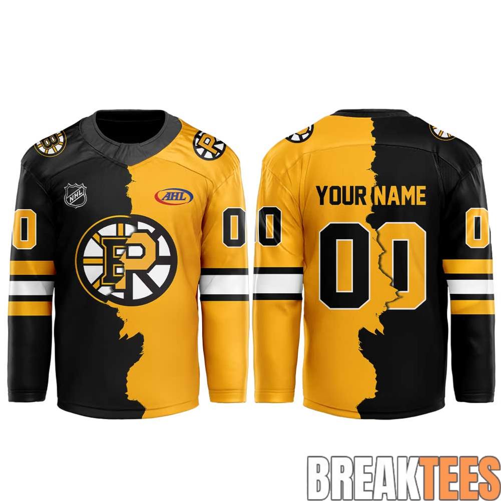 Providence Bruins x Boston Bruins Mashup Logo Custom Hockey Jersey Providence Bruins x Boston Bruins Mashup Logo Custom Hockey Jersey