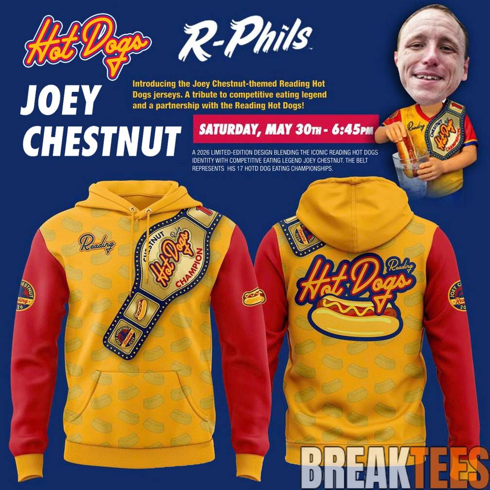 Reading Fightin Phils 2026 Hot Dogs Joey Chestnut Night Hoodie Reading Fightin Phils 2026 Hot Dogs Joey Chestnut Night Hoodie