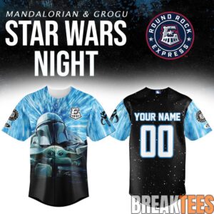 Round Rock Express x Star Wars Mandalorian & Grogu Custom Baseball Jersey