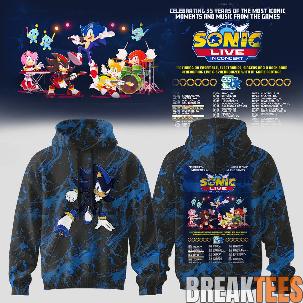 Sonic Live in Concert 2026 Celebrate 35 Years Hoodie Sonic Live in Concert 2026 Celebrate 35 Years Hoodie