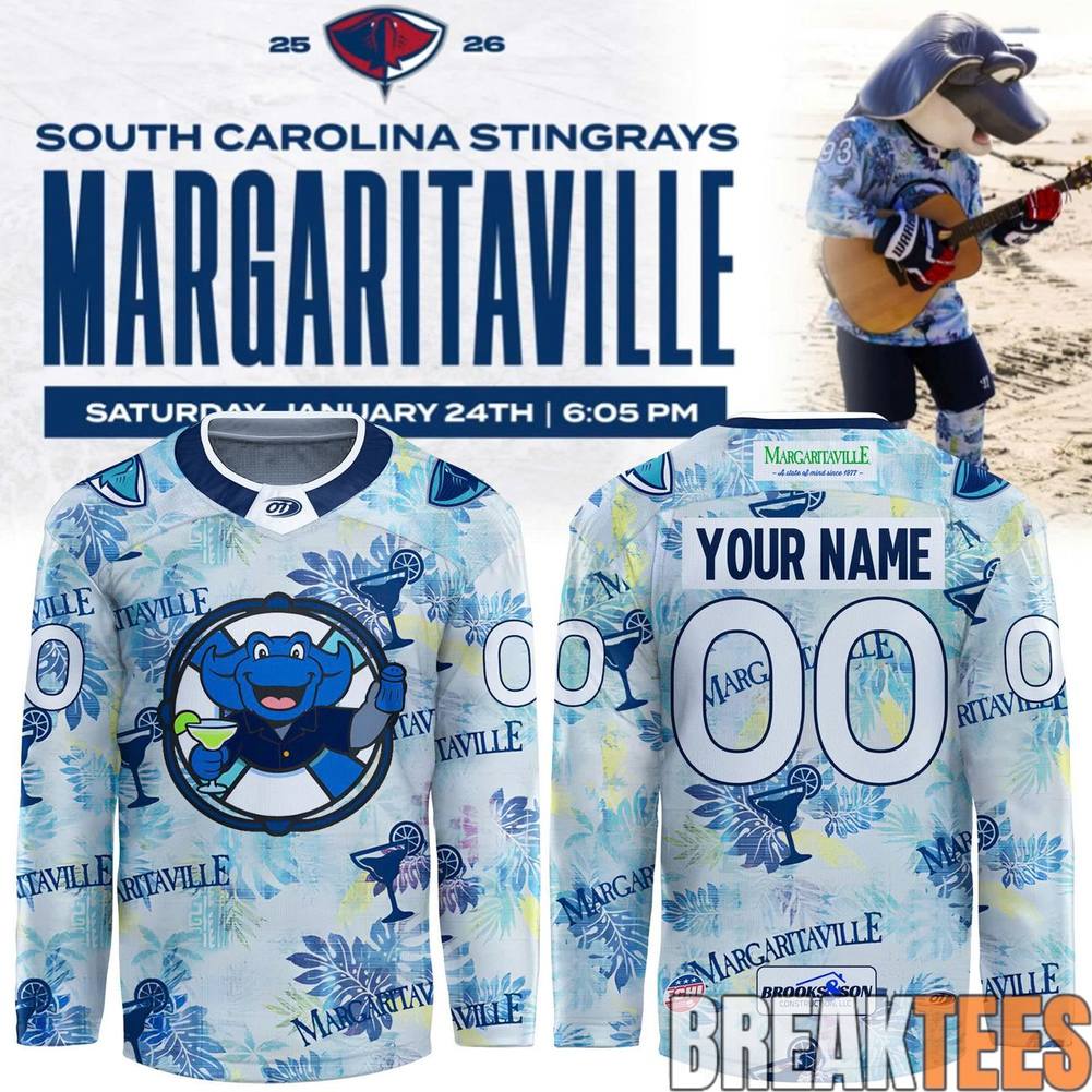 South Carolina Stingrays 2026 Margaritaville Night Custom Hockey Jersey South Carolina Stingrays 2026 Margaritaville Night Custom Hockey Jersey