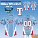 BreakTees 23 Texas Rangers x Dallas Wings Night Custom Baseball Jersey 1