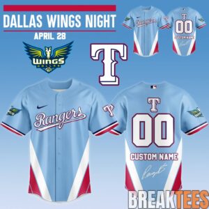 Texas Rangers x Dallas Wings Night Custom Baseball Jersey