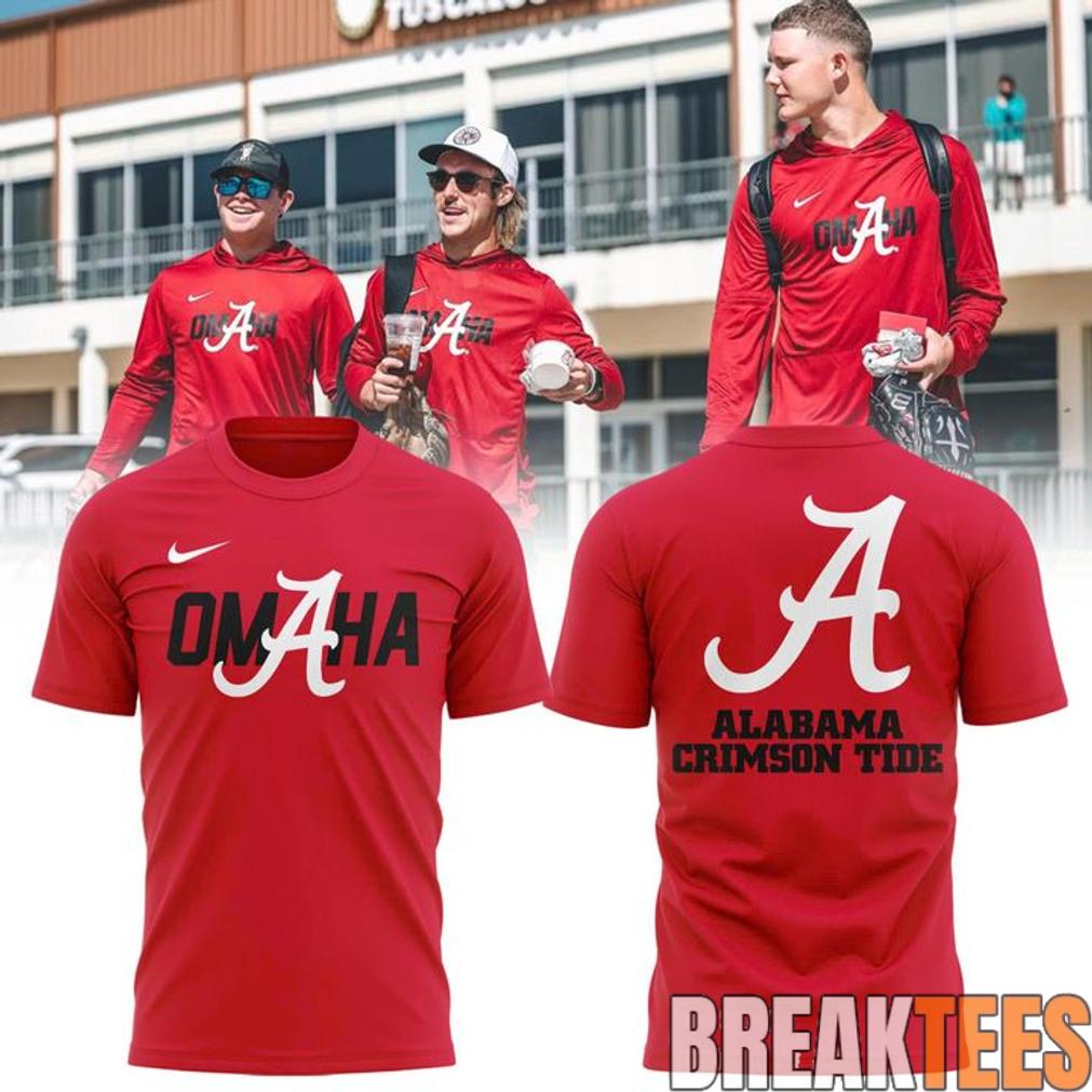 Alabama Crimson Tide 2026 NCAA Men’s Baseball Omaha College World Series T-Shirt Alabama Crimson Tide 2026 NCAA Men’s Baseball Omaha College World Series T-Shirt