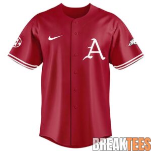 Arkansas Razorbacks New Omahogs Baseball Red Jersey 1