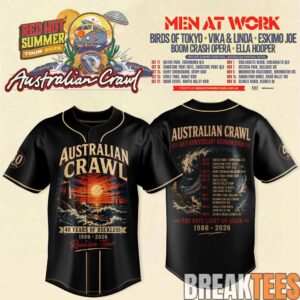 Australian Crawl – Red Hot Summer Tour 2026 Baseball Jersey 3