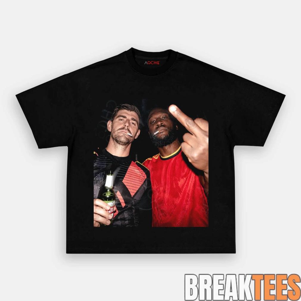 Belgium Football Team Lukaku x Thibaut Courtois Drunk Tee Belgium Football Team Lukaku x Thibaut Courtois Drunk Tee