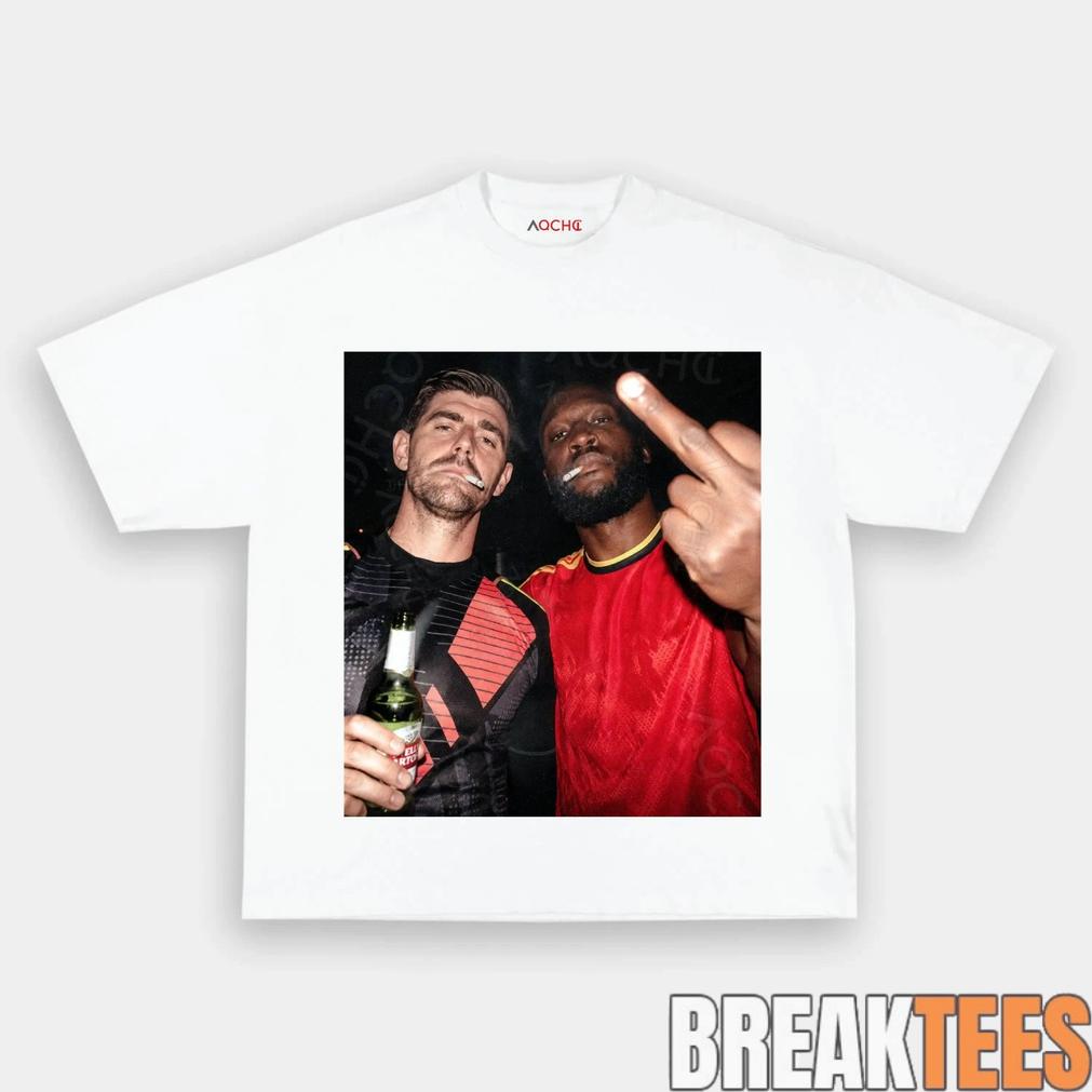 Belgium Football Team Lukaku x Thibaut Courtois Drunk Tee Belgium Football Team Lukaku x Thibaut Courtois Drunk Tee