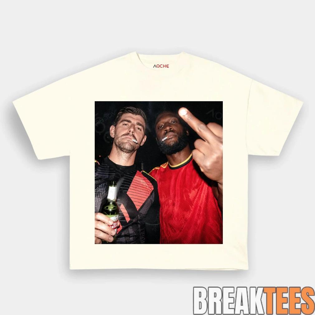 Belgium Football Team Lukaku x Thibaut Courtois Drunk Tee Belgium Football Team Lukaku x Thibaut Courtois Drunk Tee