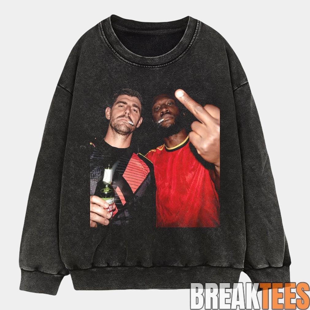 Belgium Football Team Lukaku x Thibaut Courtois Drunk Tee Belgium Football Team Lukaku x Thibaut Courtois Drunk Tee