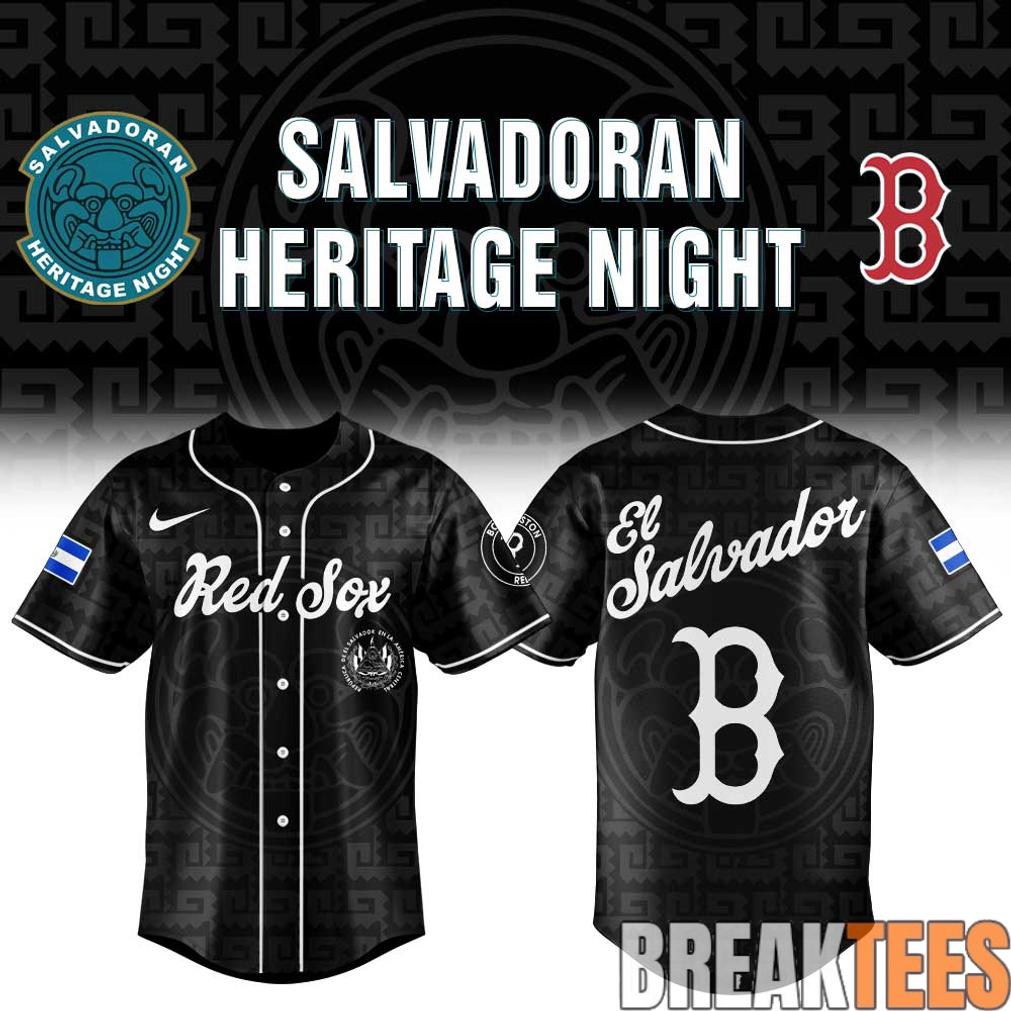 Boston Red Sox El Salvadoran Heritage Night 2026 Baseball Jersey Boston Red Sox El Salvadoran Heritage Night 2026 Baseball Jersey