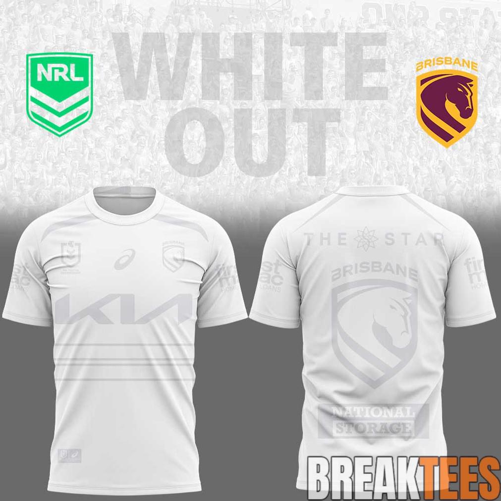 Brisbane Broncos White out NRL Limited Edition 3D T-Shirt Brisbane Broncos White out NRL Limited Edition 3D T-Shirt