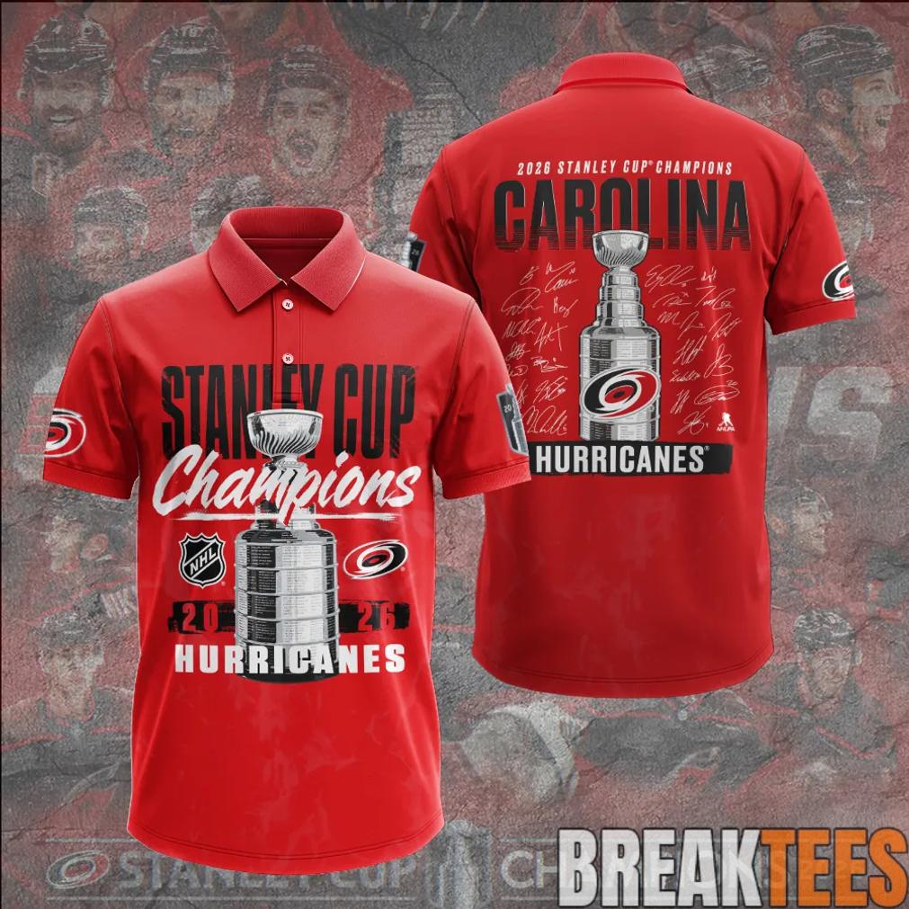 Carolina Hurricanes 2026 Stanley Cup Champions Limited Edition Red Polo Shirt Carolina Hurricanes 2026 Stanley Cup Champions Limited Edition Red Polo Shirt