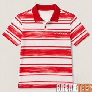 Charles Leclerc APM Monaco Red And White Striped Polo Shirt 1 Charles Leclerc APM Monaco Red And White Striped Polo Shirt 1