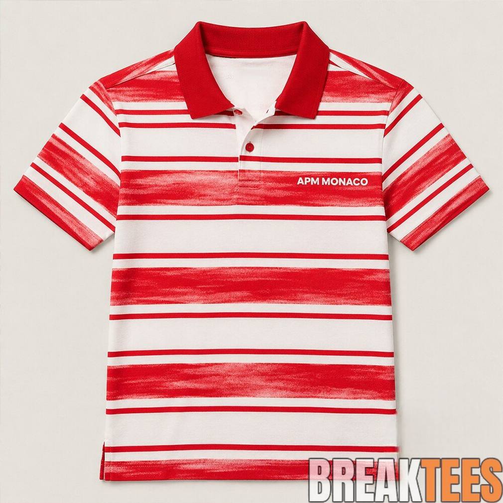 Charles Leclerc APM Monaco Red And White Striped Polo Shirt Charles Leclerc APM Monaco Red And White Striped Polo Shirt