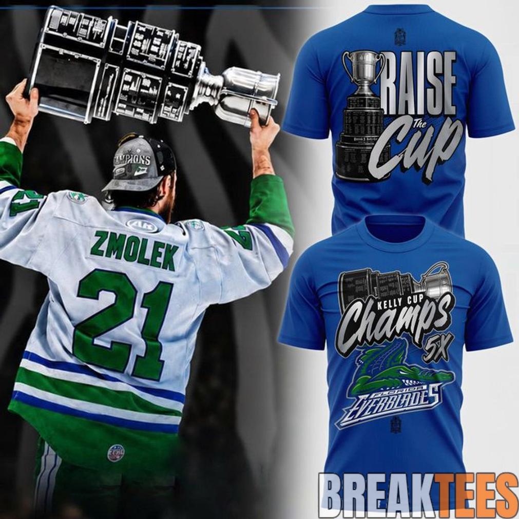 Florida Everblades Kelly Cup Champions 5X Championship 3D T-Shirt Florida Everblades Kelly Cup Champions 5X Championship 3D T-Shirt