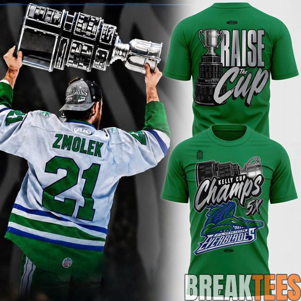 Florida Everblades Kelly Cup Champions 5X Championship 3D T-Shirt Florida Everblades Kelly Cup Champions 5X Championship 3D T-Shirt