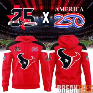 Houston Texans 25 Seasons x America 250 Red Two-Sided Graphic Hoodie