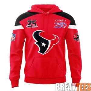 Houston Texans 25 Seasons x America 250 Red Two-Sided Graphic Hoodie 1