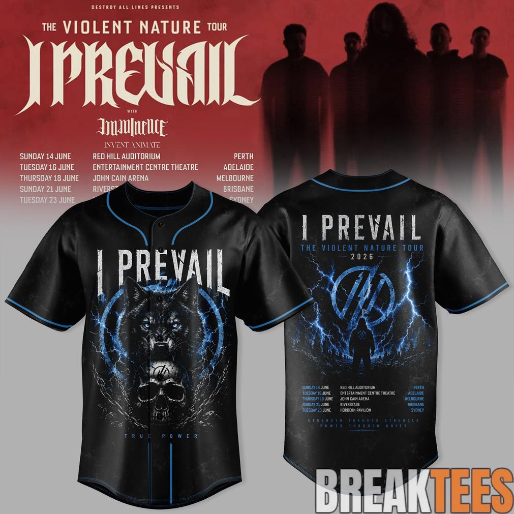 I PREVAIL The Violent Nature Tour Baseball Jersey I PREVAIL The Violent Nature Tour Baseball Jersey
