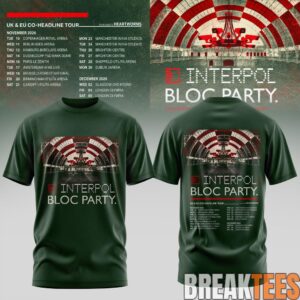 Interpol X Bloc Party – UK & EU Tour 2026 Green Hoodie 1 Interpol X Bloc Party – UK & EU Tour 2026 Green Hoodie 1