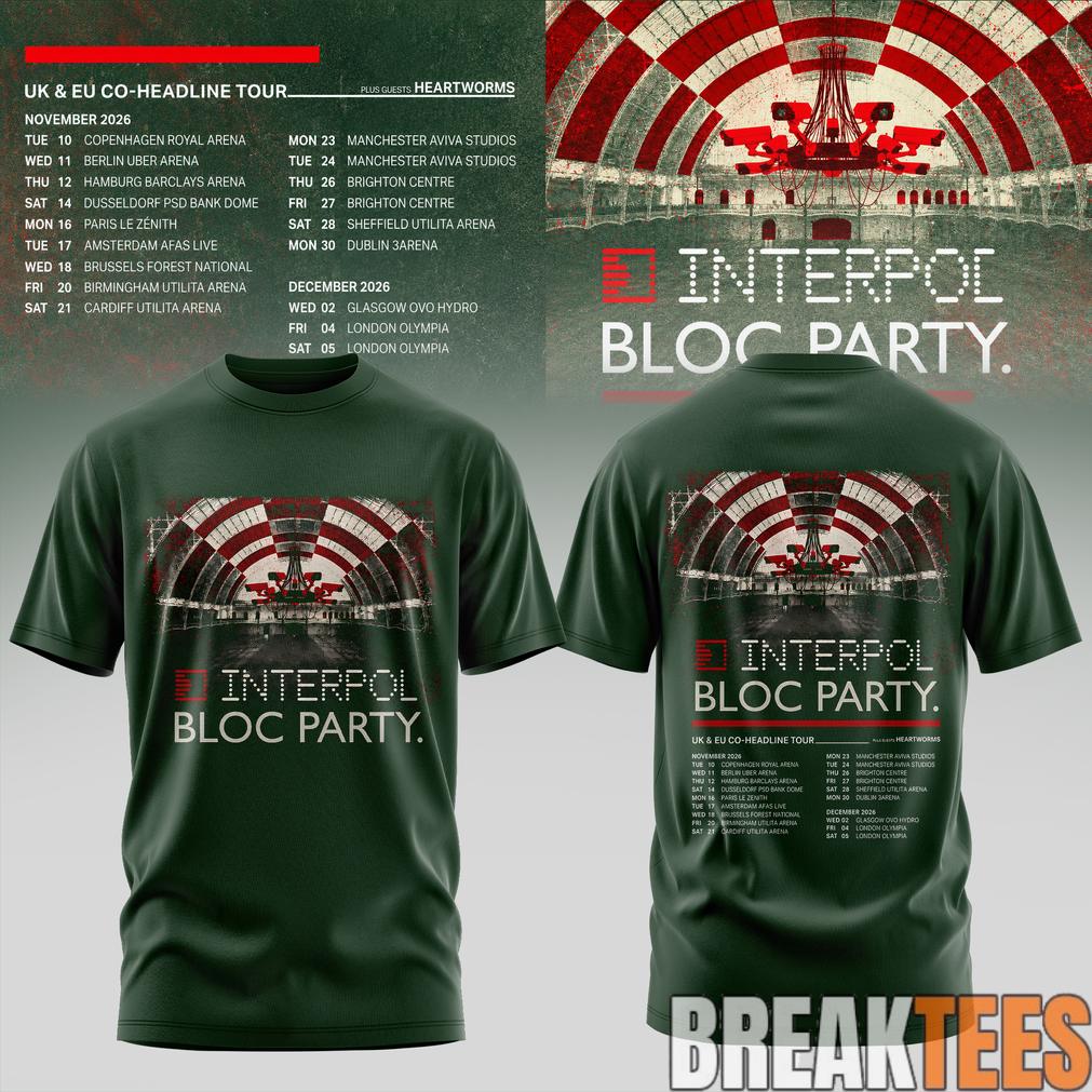 Interpol X Bloc Party – UK & EU Tour 2026 Green Hoodie Interpol X Bloc Party – UK & EU Tour 2026 Green Hoodie