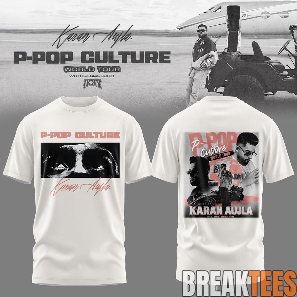 Karan Aujla P-Pop Culture World Tour White Signature T-Shirt Karan Aujla P-Pop Culture World Tour White Signature T-Shirt