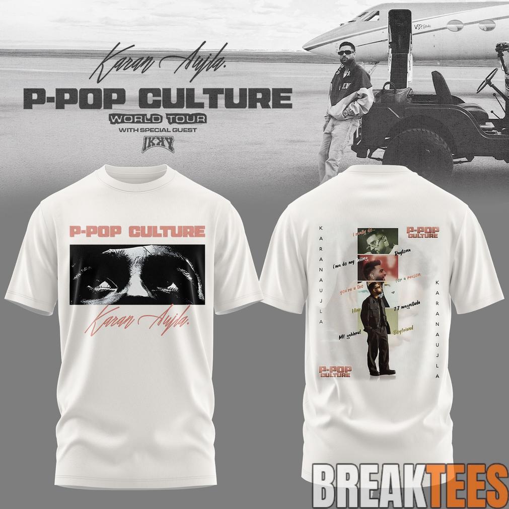 Karan Aujla P-Pop Culture World Tour White Signature T-Shirt Karan Aujla P-Pop Culture World Tour White Signature T-Shirt