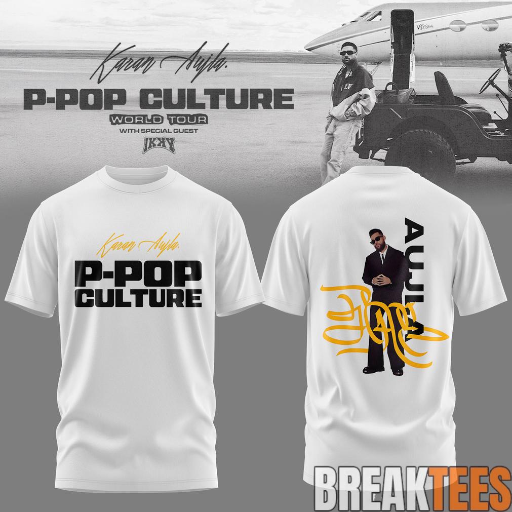 Karan Aujla P-Pop Culture World Tour White Signature T-Shirt Karan Aujla P-Pop Culture World Tour White Signature T-Shirt