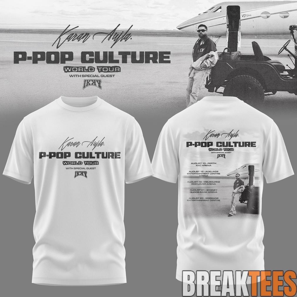 Karan Aujla P-Pop Culture World Tour White Signature T-Shirt Karan Aujla P-Pop Culture World Tour White Signature T-Shirt