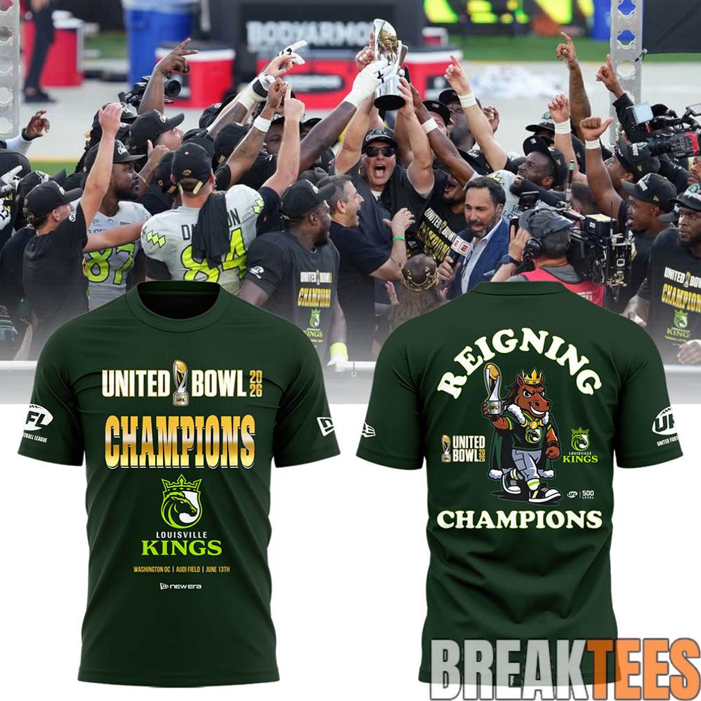 Louisville Kings 2026 United Bowl CHAMPIONS Special Edition 3D T-Shirt Louisville Kings 2026 United Bowl CHAMPIONS Special Edition 3D T-Shirt