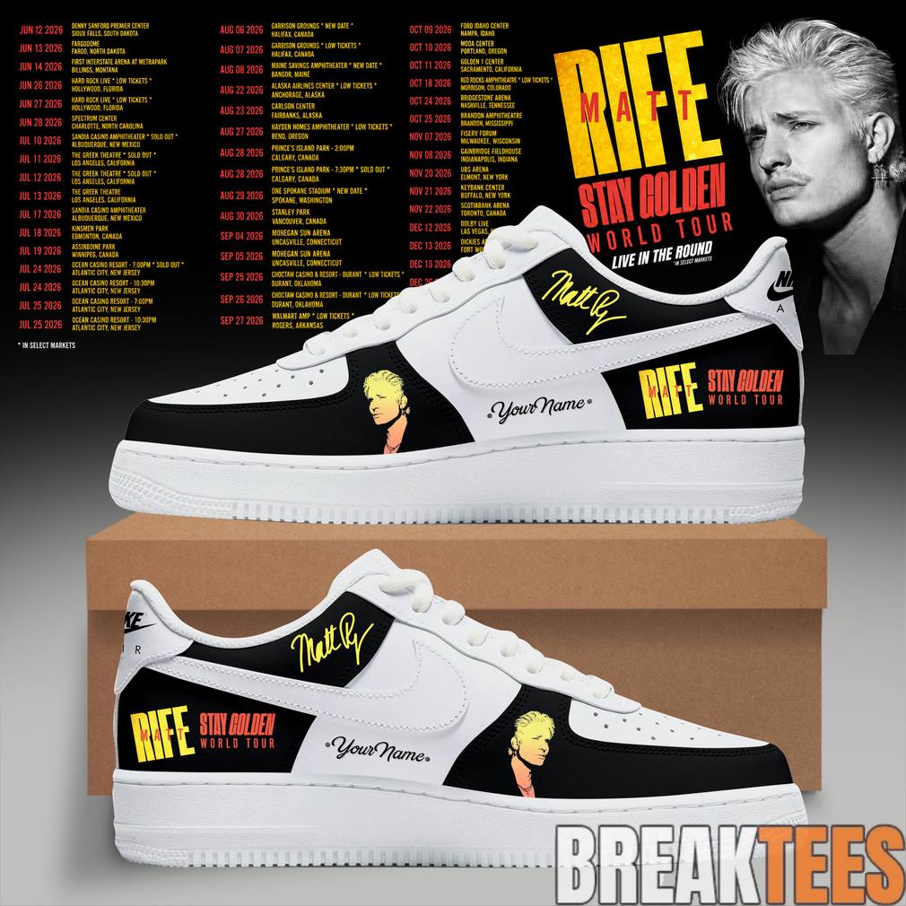 Matt Rife Stay Golden World Tour 2026 Custom Air Force 1 Shoes Matt Rife Stay Golden World Tour 2026 Custom Air Force 1 Shoes