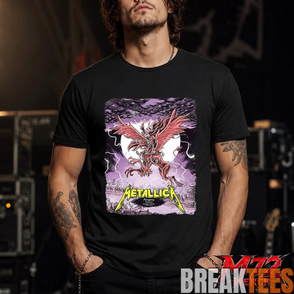 Metallica M72 World Tour June 13 2026 At Puskás Aréna Budapest Hungary Winged Beast Storm T-Shirt Metallica M72 World Tour June 13 2026 At Puskás Aréna Budapest Hungary Winged Beast Storm T-Shirt