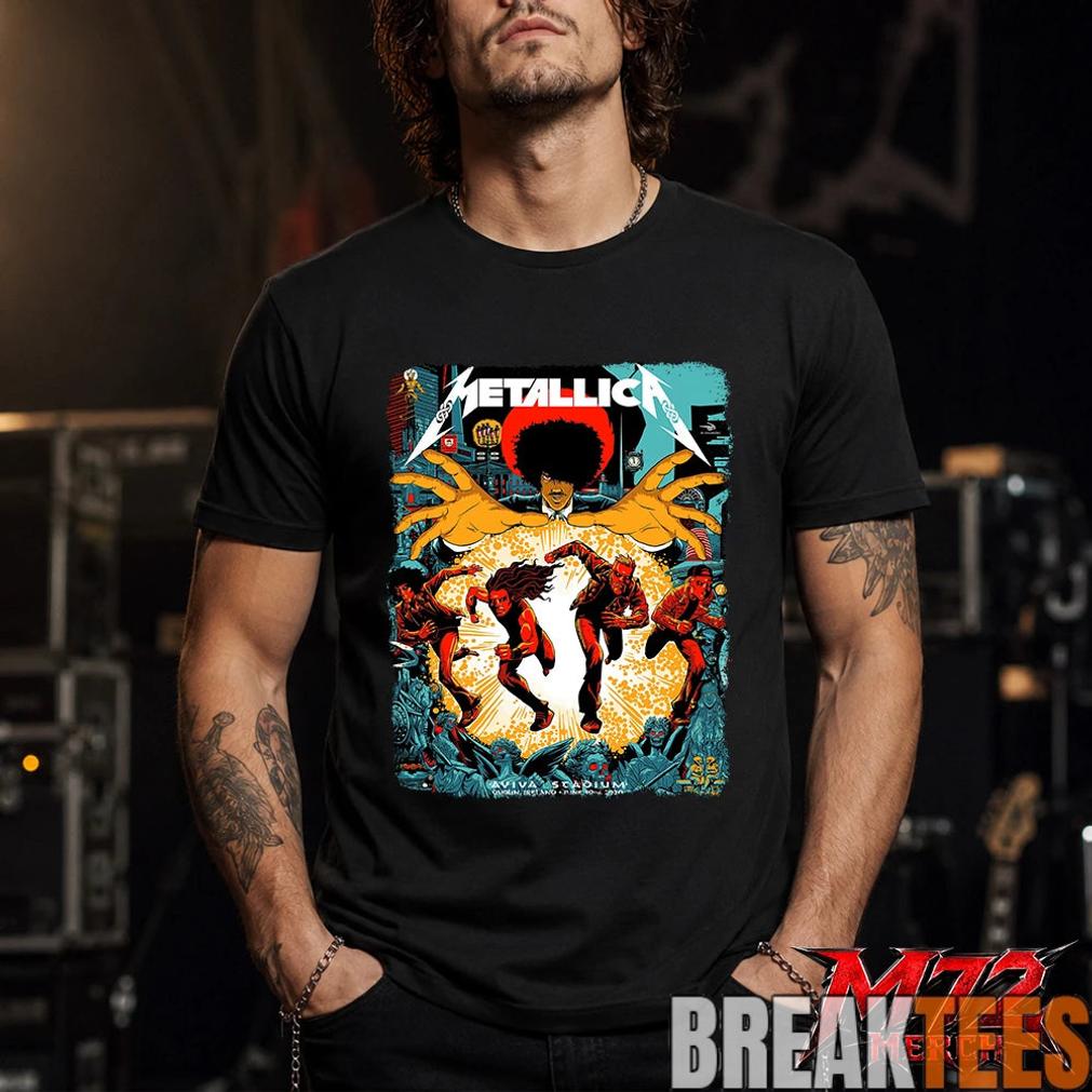 Metallica M72 World Tour June 19 2026 At Aviva Stadium Dublin Ireland Chase Scene Artwork T-Shirt Metallica M72 World Tour June 19 2026 At Aviva Stadium Dublin Ireland Chase Scene Artwork T-Shirt