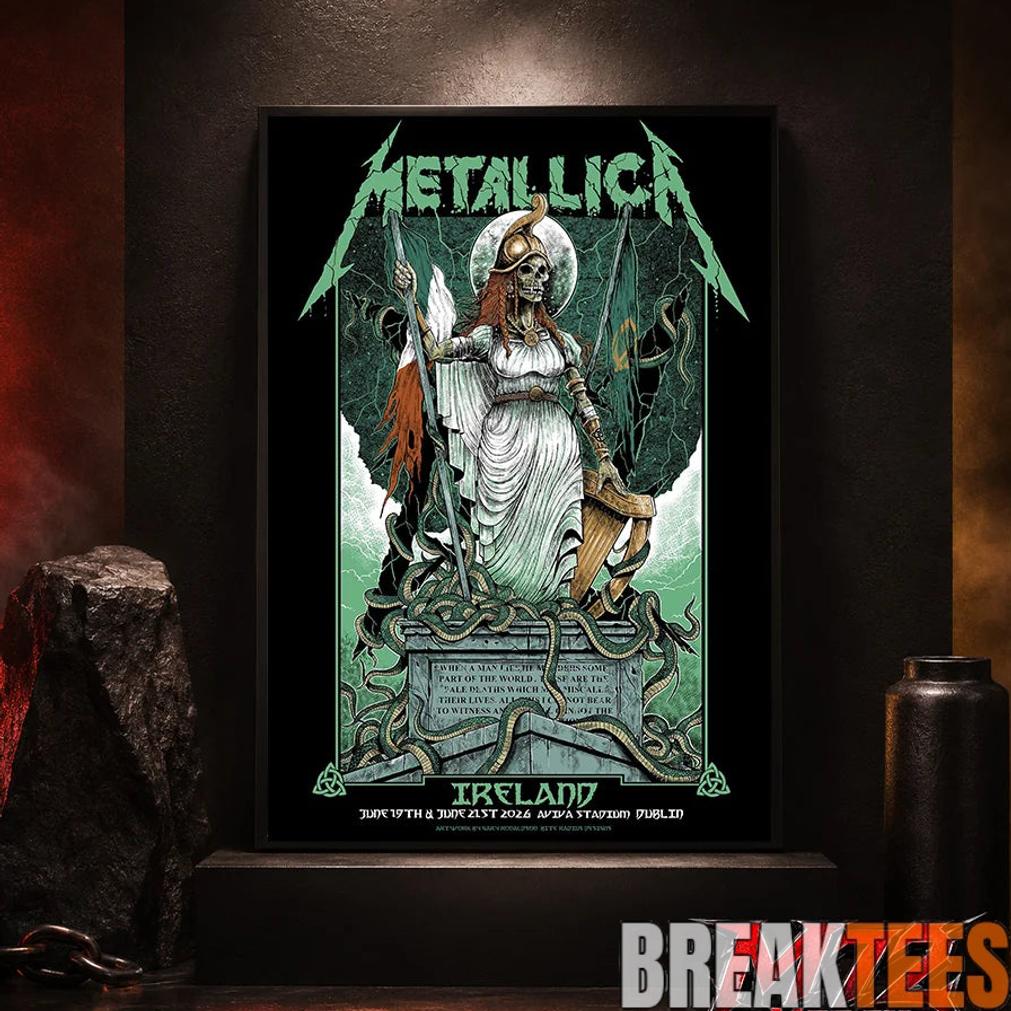 Metallica M72 World Tour June 19 And June 21 2026 At Aviva Stadium Dublin Ireland Skeleton Warrior Artwork By Gary Ronaldson Poster Canvas Metallica M72 World Tour June 19 And June 21 2026 At Aviva Stadium Dublin Ireland Skeleton Warrior Artwork By Gary Ronaldson Poster Canvas