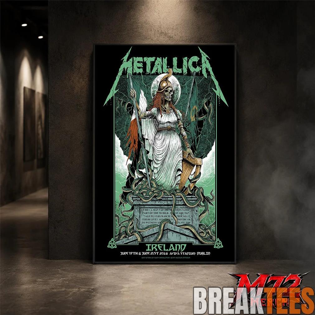 Metallica M72 World Tour June 19 And June 21 2026 At Aviva Stadium Dublin Ireland Skeleton Warrior Artwork By Gary Ronaldson Poster Canvas Metallica M72 World Tour June 19 And June 21 2026 At Aviva Stadium Dublin Ireland Skeleton Warrior Artwork By Gary Ronaldson Poster Canvas