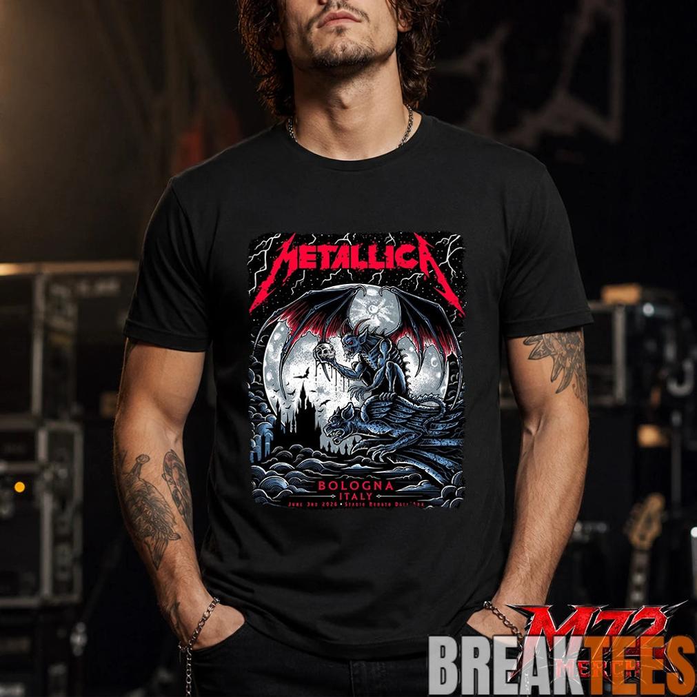 Metallica M72 World Tour June 3 2026 At Stadio Renato Dall’Ara Bologna Italy Gothic Demon Moon By Keith Stanley T-Shirt Metallica M72 World Tour June 3 2026 At Stadio Renato Dall’Ara Bologna Italy Gothic Demon Moon By Keith Stanley T-Shirt