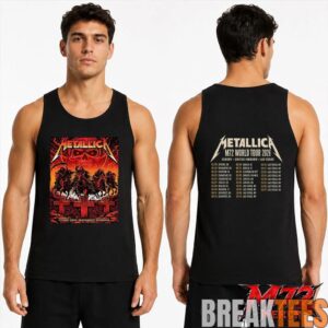 Metallica World Tour M72 May 13 2026 Bucharest Romania Arena Națională Creeping Death Setlist Four Horsemen Skull Two Sided T-Shirt 2