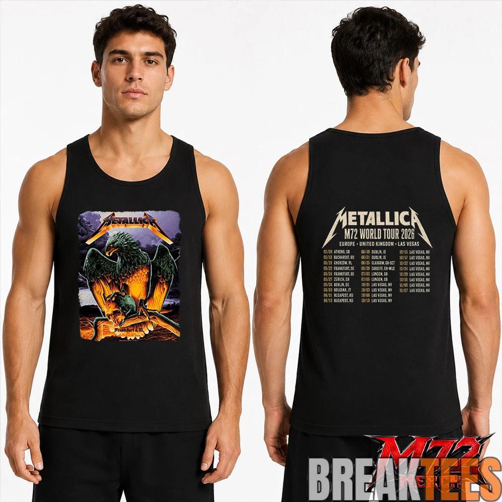 Metallica World Tour M72 May 24 2026 Frankfurt Germany Deutsche Bank Park Eagle Skull Storm Two Sided T-Shirt Metallica World Tour M72 May 24 2026 Frankfurt Germany Deutsche Bank Park Eagle Skull Storm Two Sided T-Shirt