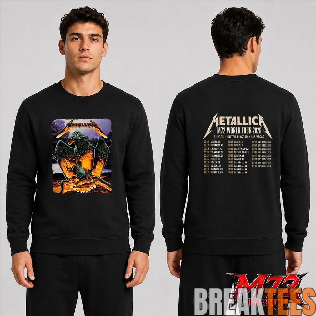 Metallica World Tour M72 May 24 2026 Frankfurt Germany Deutsche Bank Park Eagle Skull Storm Two Sided T-Shirt Metallica World Tour M72 May 24 2026 Frankfurt Germany Deutsche Bank Park Eagle Skull Storm Two Sided T-Shirt