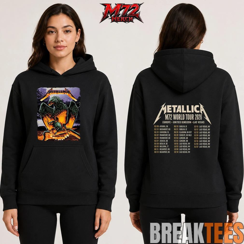 Metallica World Tour M72 May 24 2026 Frankfurt Germany Deutsche Bank Park Eagle Skull Storm Two Sided T-Shirt Metallica World Tour M72 May 24 2026 Frankfurt Germany Deutsche Bank Park Eagle Skull Storm Two Sided T-Shirt