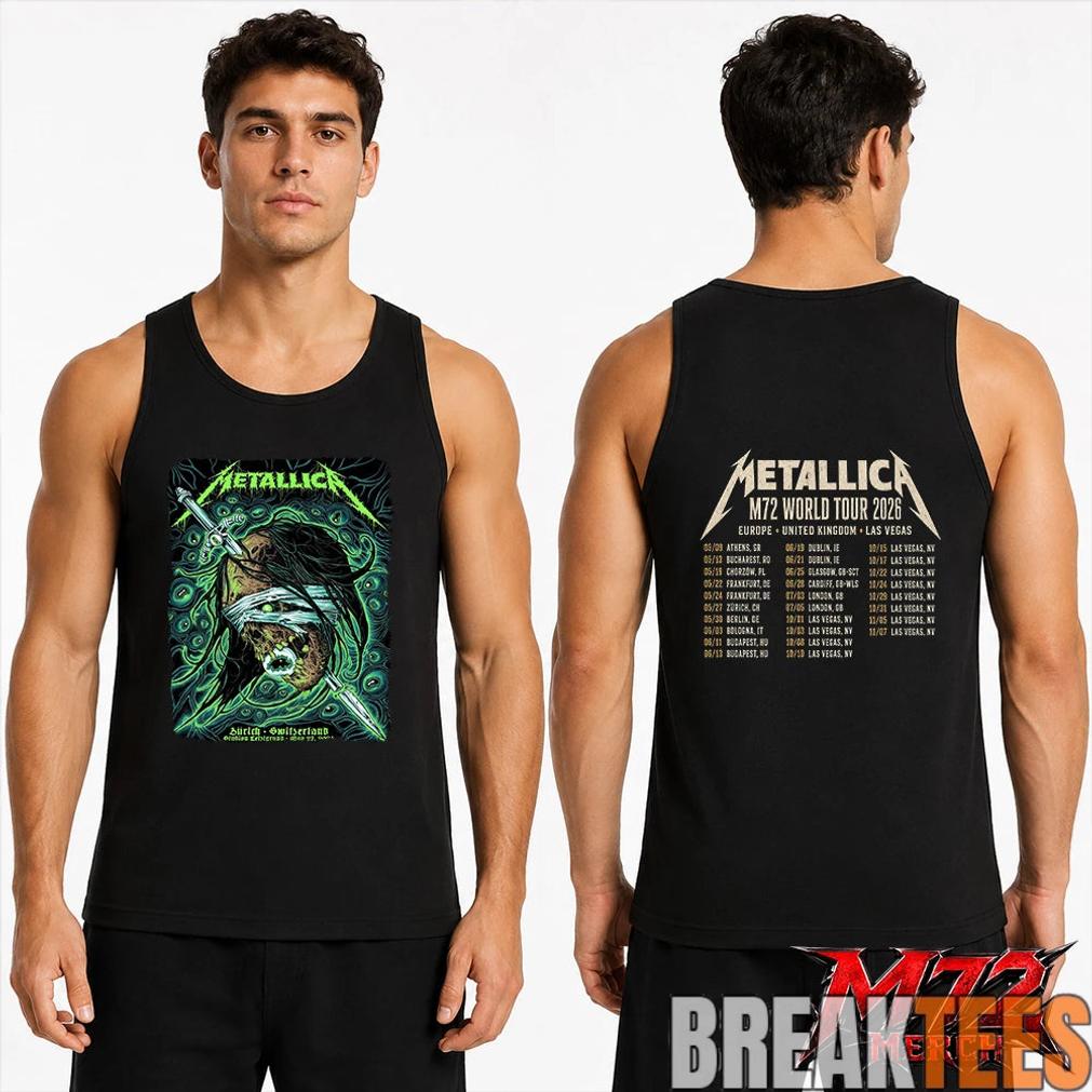 Metallica World Tour M72 May 27 2026 Zürich Switzerland Stadion Letzigrund Mummy Dagger Eye 2 Side T-Shirt Metallica World Tour M72 May 27 2026 Zürich Switzerland Stadion Letzigrund Mummy Dagger Eye 2 Side T-Shirt