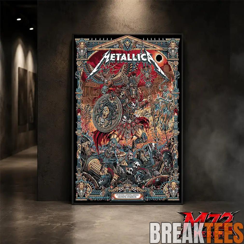 Metallica World Tour M72 May 9 2026 Athens Greece Olympic Stadium Battle Warrior Poster Canvas Metallica World Tour M72 May 9 2026 Athens Greece Olympic Stadium Battle Warrior Poster Canvas
