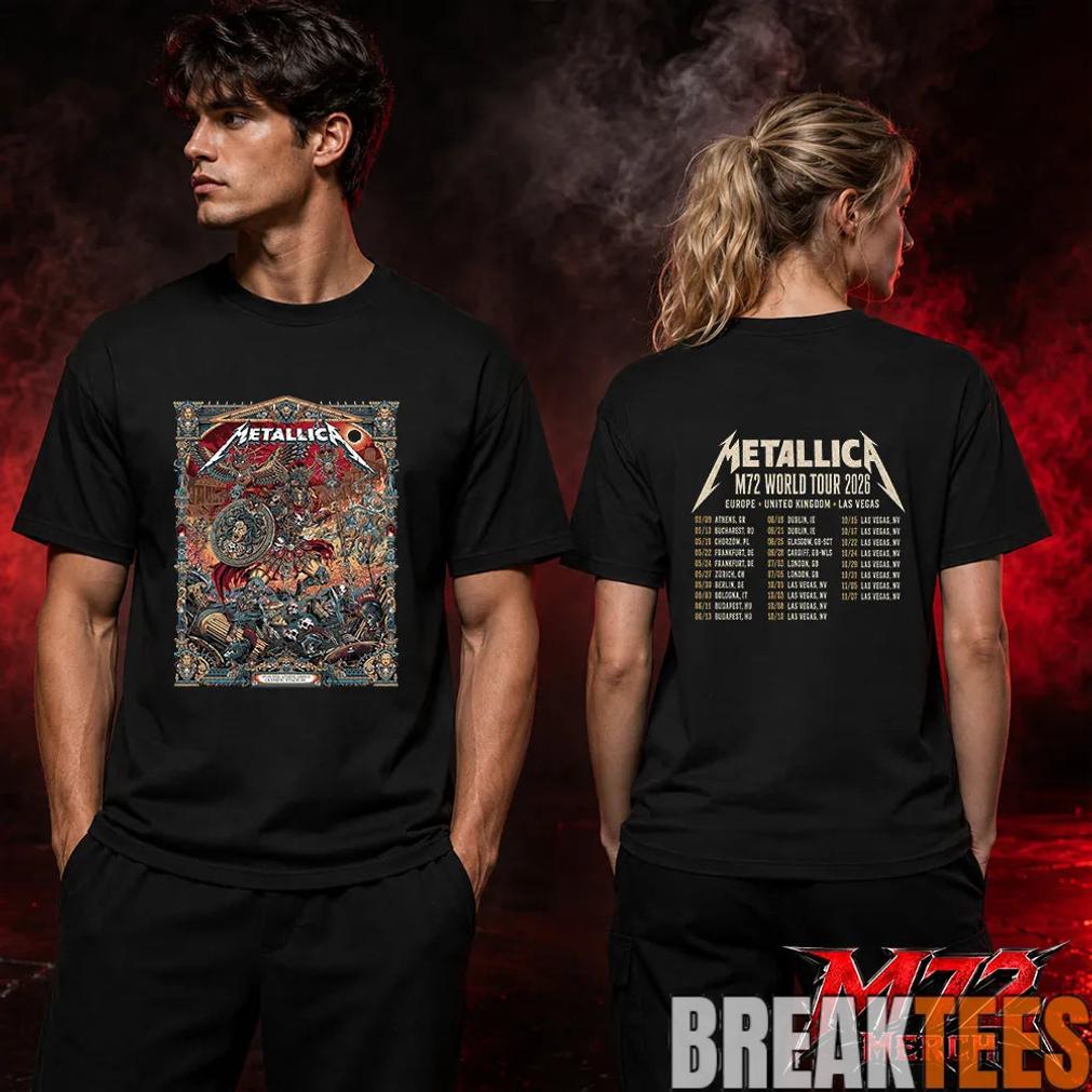 Metallica World Tour M72 May 9 2026 Athens Greece Olympic Stadium Creeping Death Setlist Battle Warrior Two Sided T-Shirt Metallica World Tour M72 May 9 2026 Athens Greece Olympic Stadium Creeping Death Setlist Battle Warrior Two Sided T-Shirt