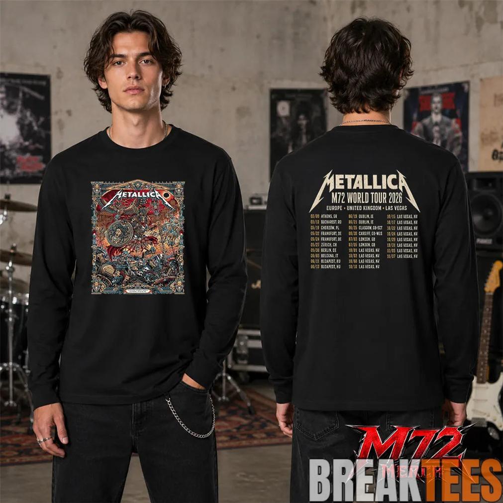 Metallica World Tour M72 May 9 2026 Athens Greece Olympic Stadium Creeping Death Setlist Battle Warrior Two Sided T-Shirt Metallica World Tour M72 May 9 2026 Athens Greece Olympic Stadium Creeping Death Setlist Battle Warrior Two Sided T-Shirt