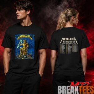 Metallica World Tour M72 May 9 2026 Athens Greece Olympic Stadium Zeus Thunder Two Sided T-Shirt