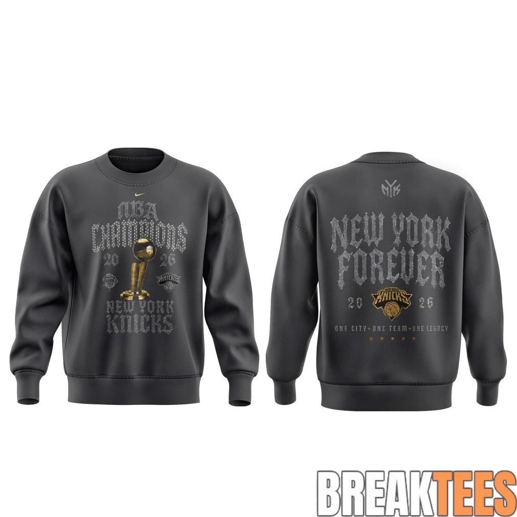 New York Knick 2026 NBA Champions ‘New York Forever’ Grey Sweatshirt New York Knick 2026 NBA Champions ‘New York Forever’ Grey Sweatshirt